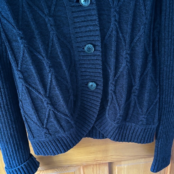 GH Bass Heritage Black Cable-Knit Shawl Collar Cardigan - Picture 15 of 16